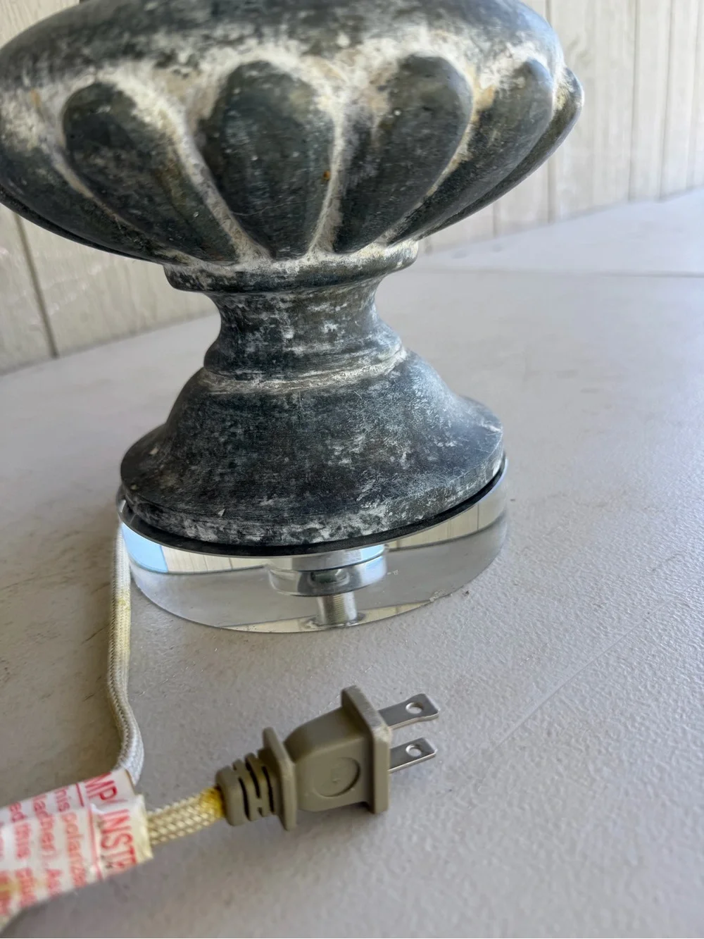 Ornate Distressed Table Lamp Base in Black and White